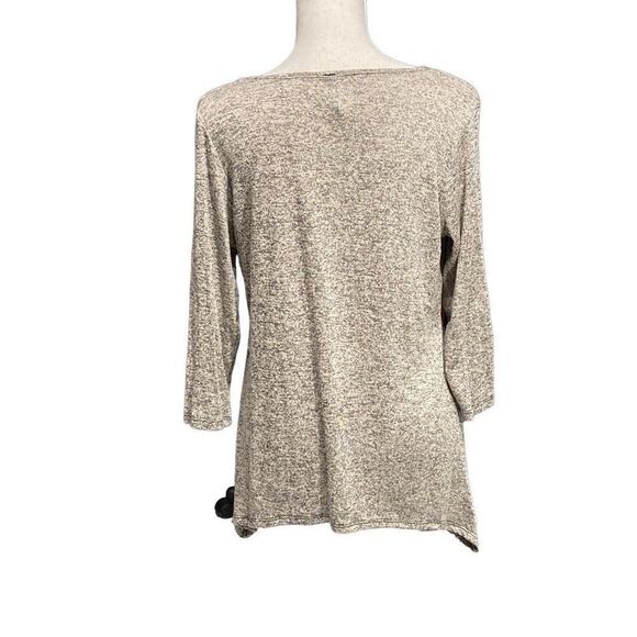 Bleeker & McDougal Brown Heathered Beaded 3/4 Sleeve Lightweight Sweater Size PS - Picture 3 of 7